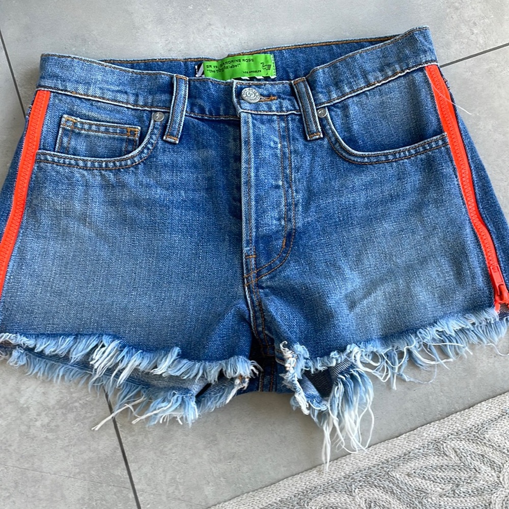 SR Sandrine Rose Jean Cutoff with orange zip size 23